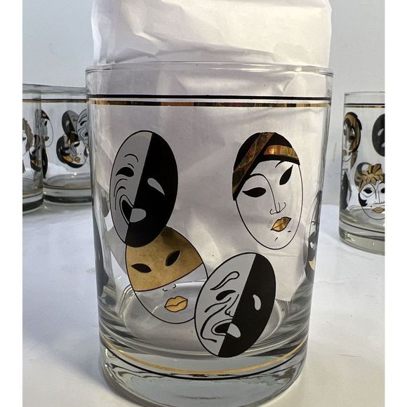 Vintage Mardi GrasāCocktail Glasses Masks - Picture 5 of 7